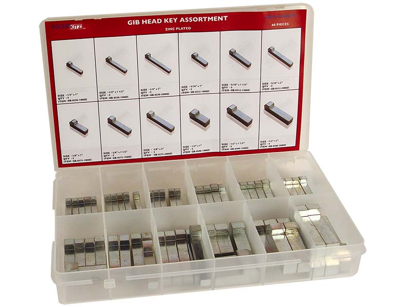 Gib Head Key Assortment ZC 60pc | G.L. Huyett