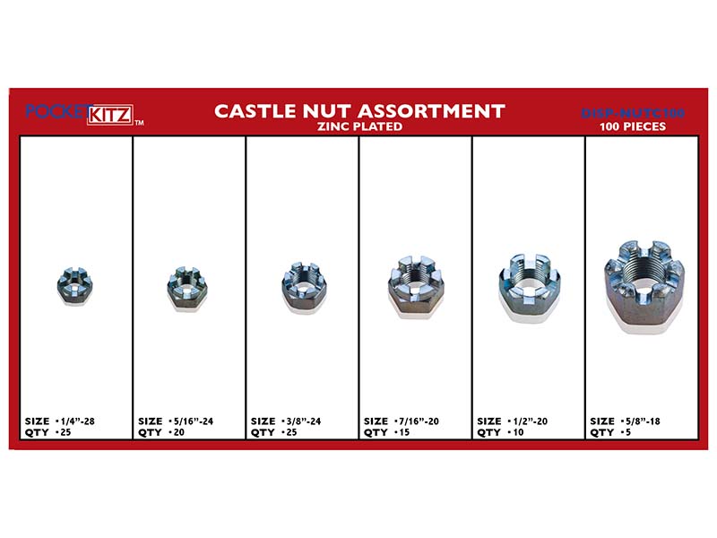 Castle Nut Assortment Zc 100pc Gl Huyett 