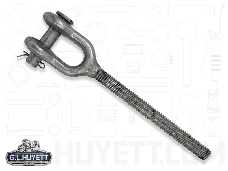 Crosby HG-4037 Galvanized Steel Right Hand Jaw End Turnbuckle 15200lbs Load Capacity 1-1/4 Shank Diameter x 18 Take Up 