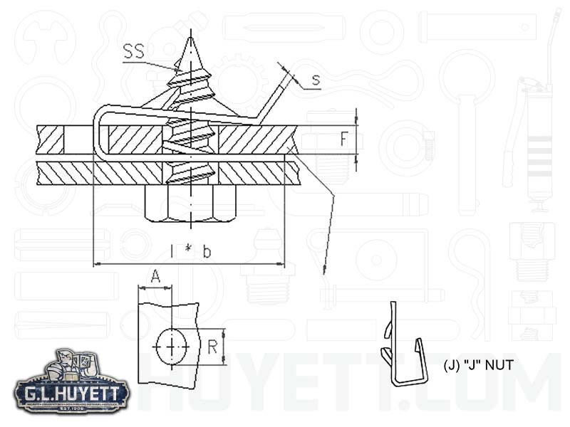 U Nut J Type Scr 1 4 Panel 031 062 P O G L Huyett