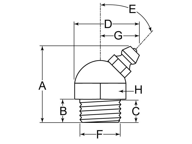 Grease Fitting Zerk 1/220 UNF 45D Steel Z3 G.L. Huyett