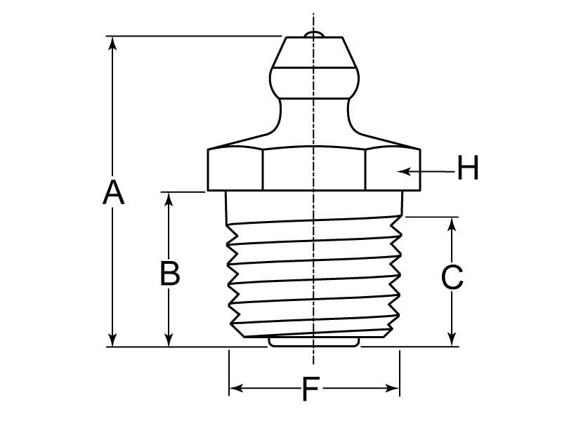 Lincoln Grease Fitting Zerk 1/418 NPT Steel ZC Triv G.L. Huyett